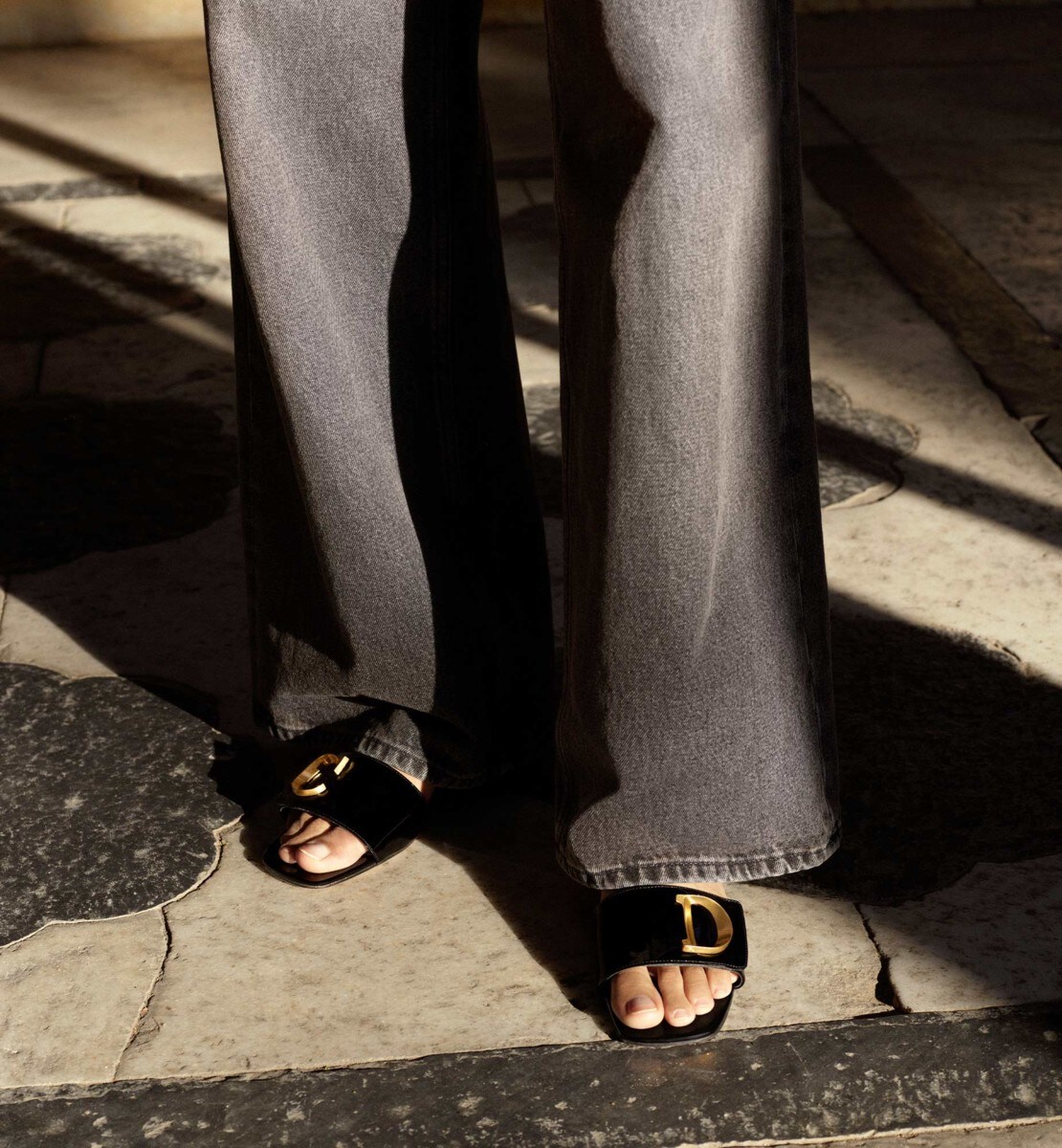 Mule à talon C'est Dior Cuir de veau verni noir