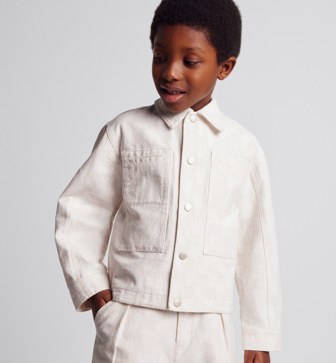 Veste enfant Gabardine de coton ivoire à motif Dior Bohan beige