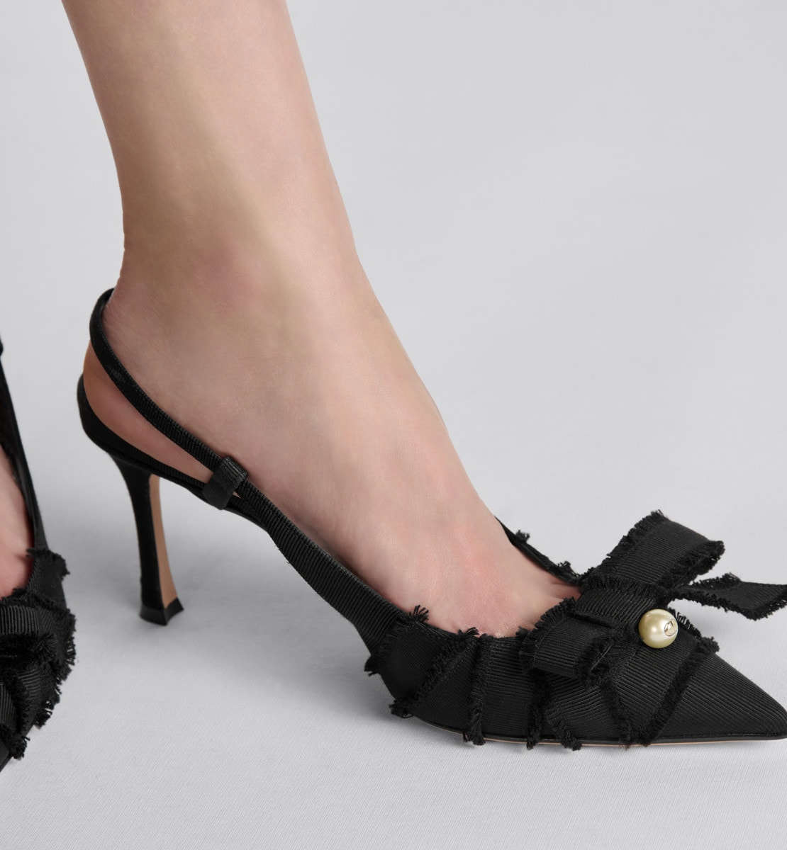 Escarpin slingback Adiorable Gros-grain effrangé noir