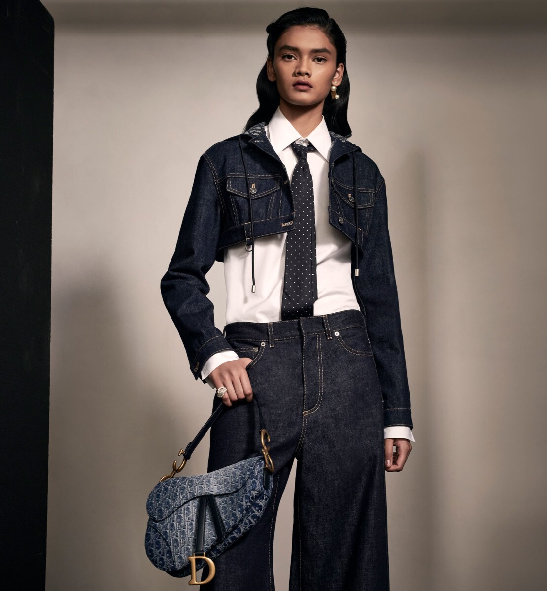 Sac Saddle à bandoulière Toile jacquard Denim Dior Oblique bleu