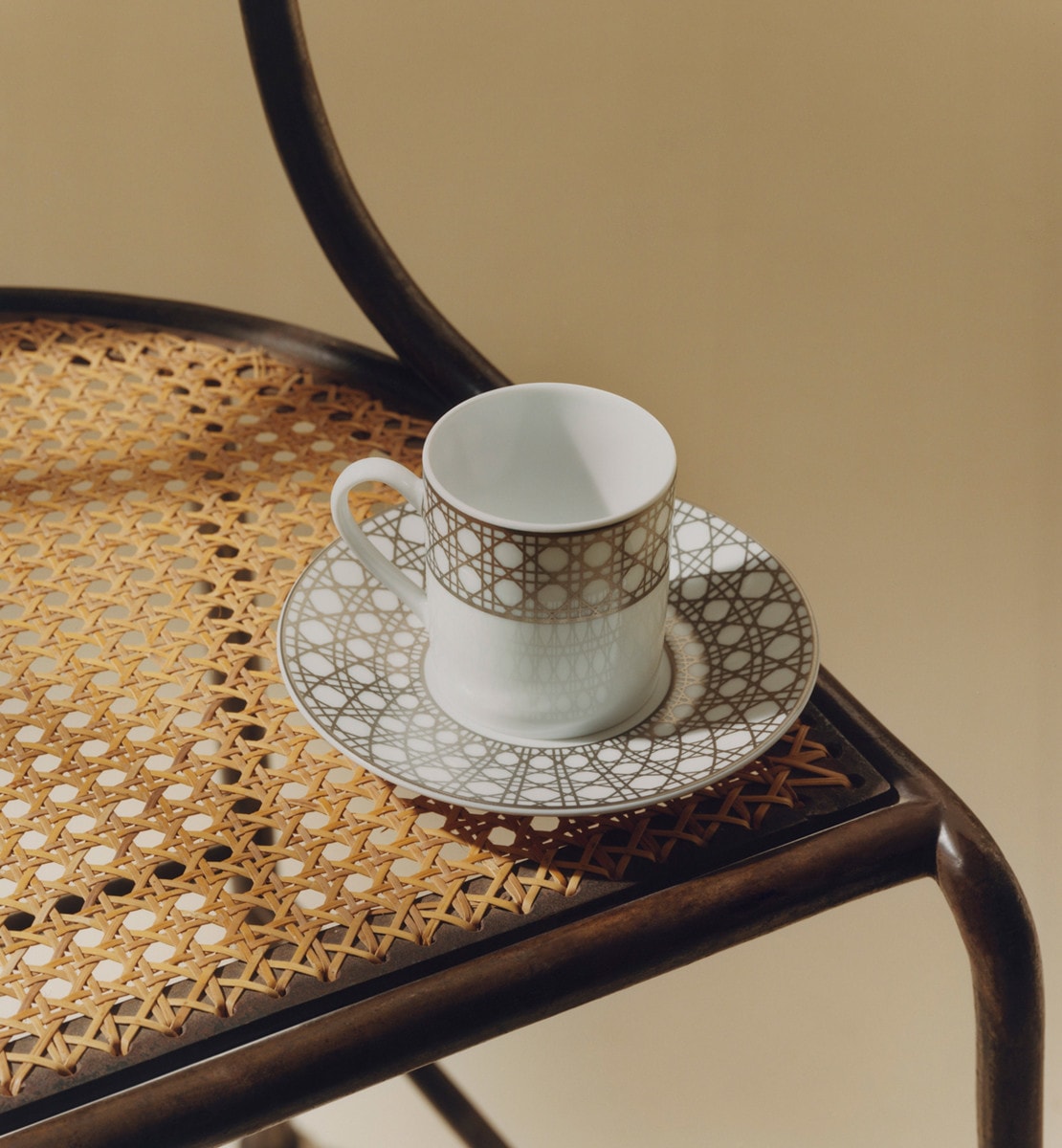 Tasse à café Cannage Montaigne, blanc et beige