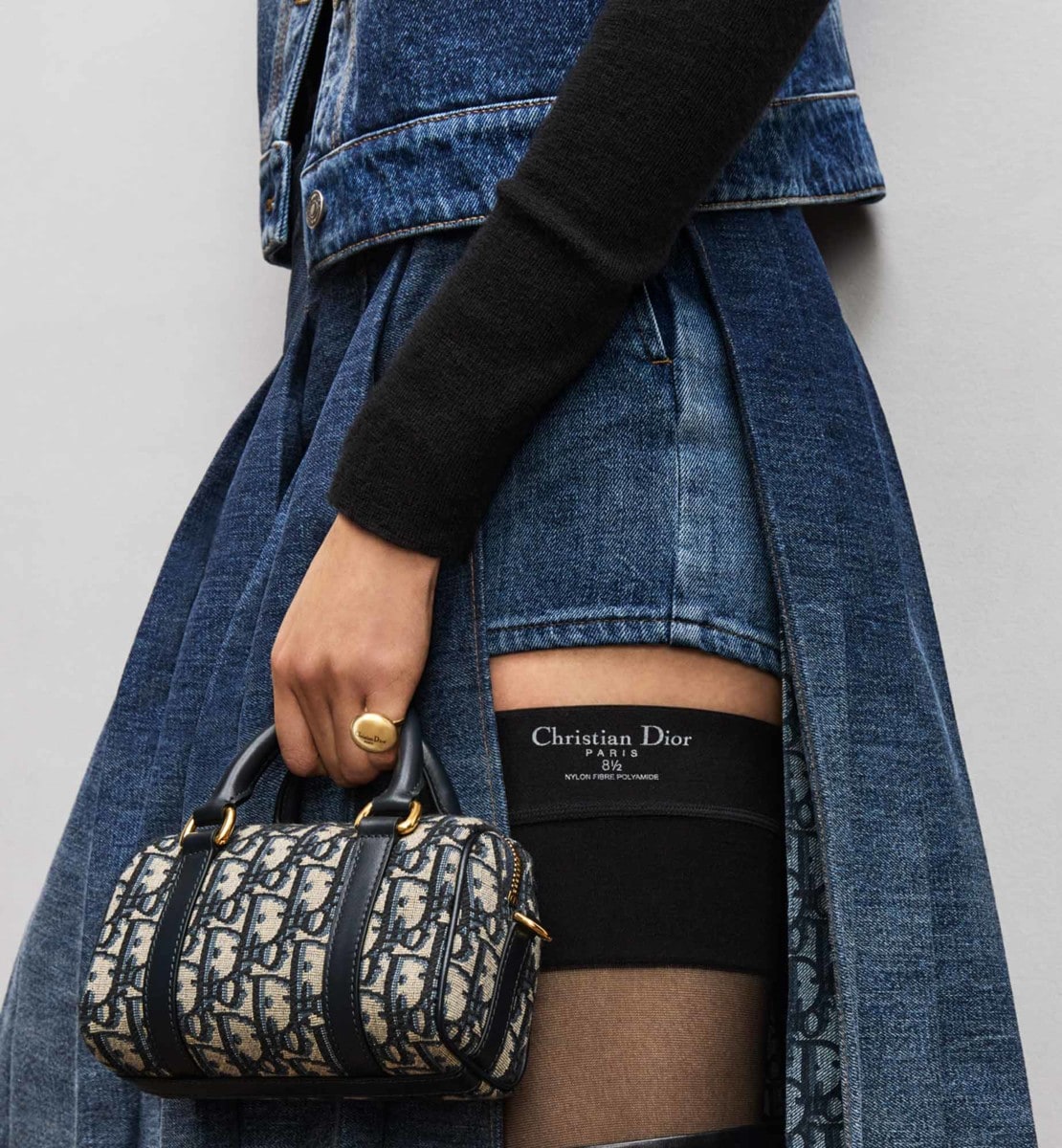 Mini sac Dior Groove 16 Toile jacquard Dior Oblique bleu