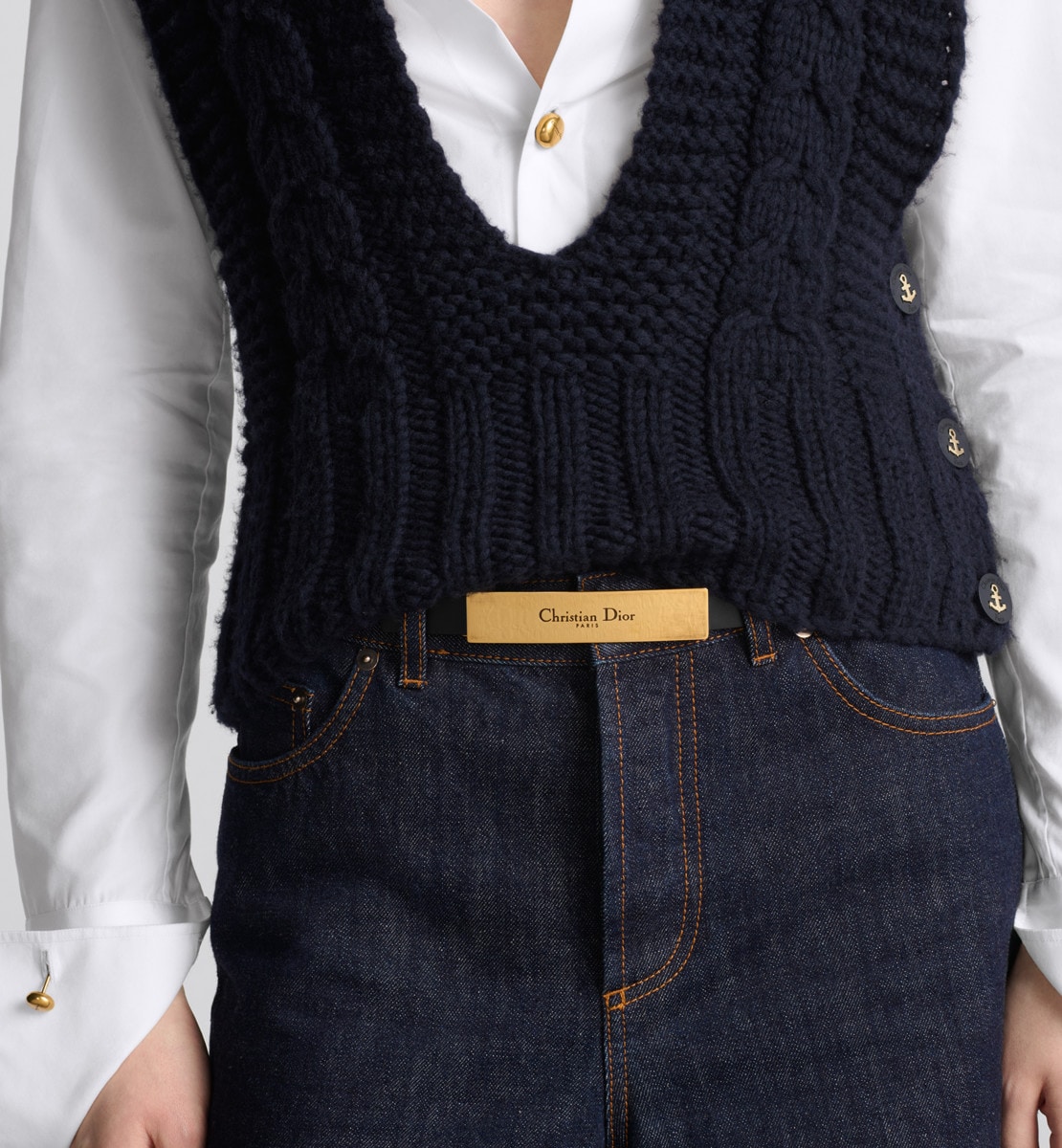 Ceinture Dior Icon Cuir de veau ultradoux noir, 17 mm