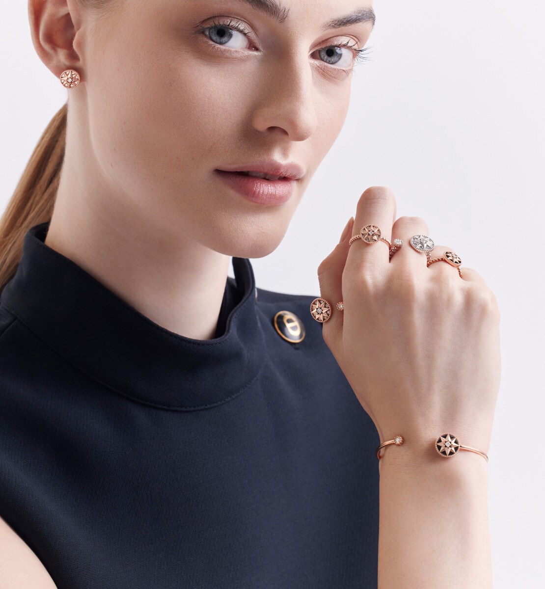 Bague Rose des vents Or rose et diamants