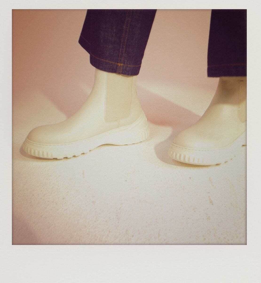 Bottine D-Racer Cuir de veau blanc