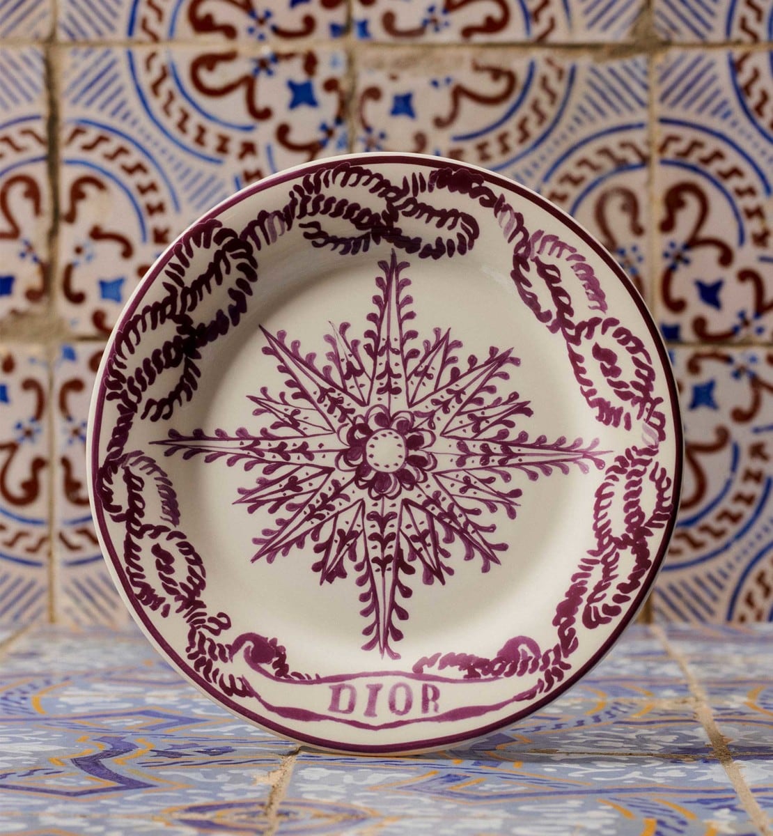 Set de 8 assiettes à dîner Croisière 2023 rose des vents, multicolore