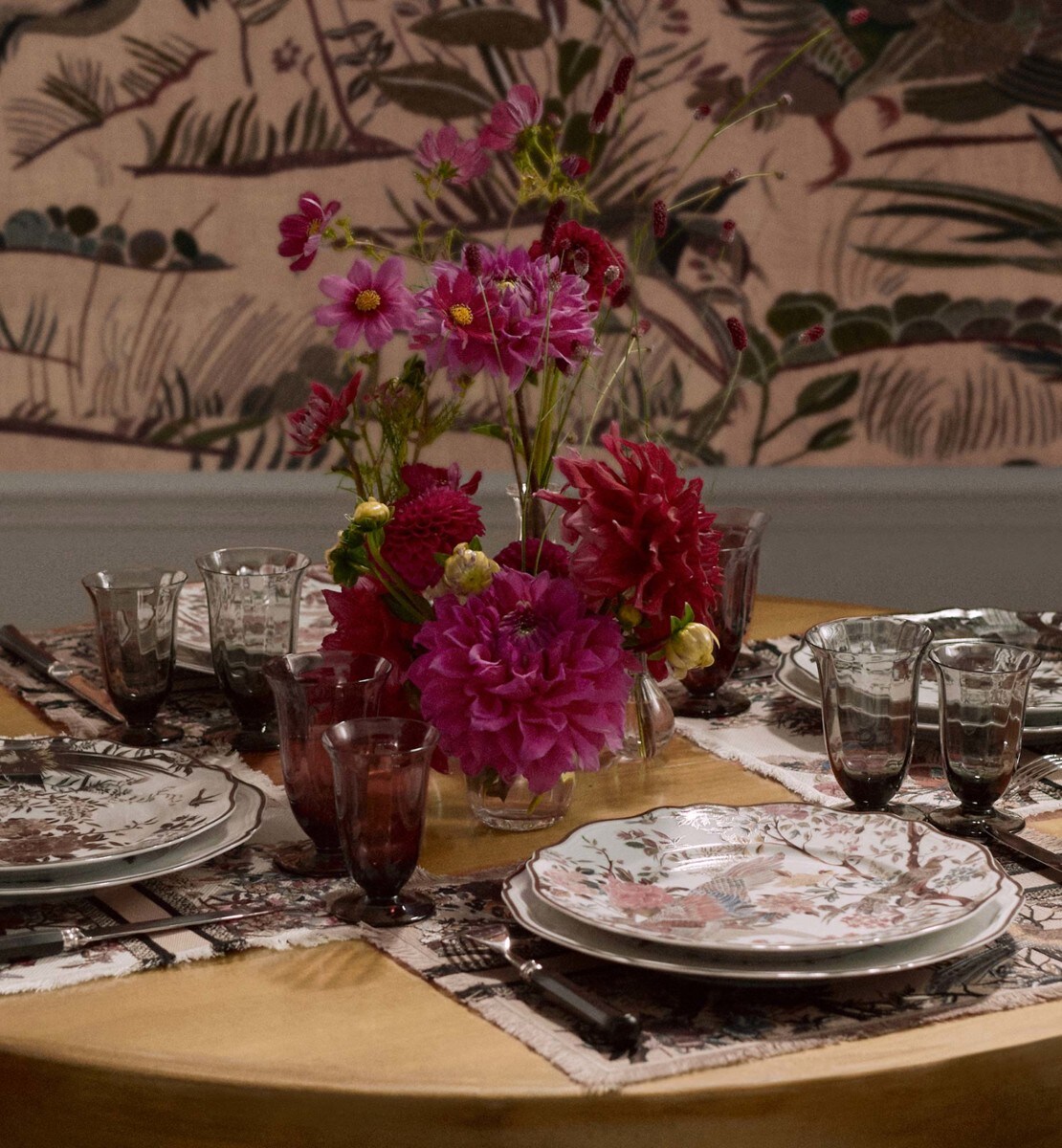 Assiette de présentation Jardin d'Hiver, Grand oiseau de jour, beige multicolore