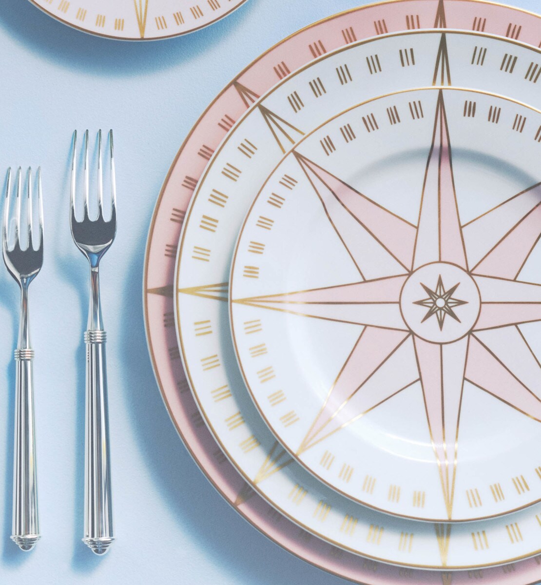 Assiette à dessert Rose des Vents, quartz rose