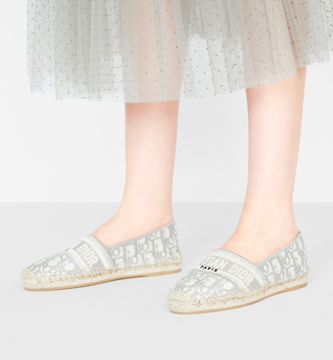 Espadrille Dior Granville Coton brodé Dior Oblique gris