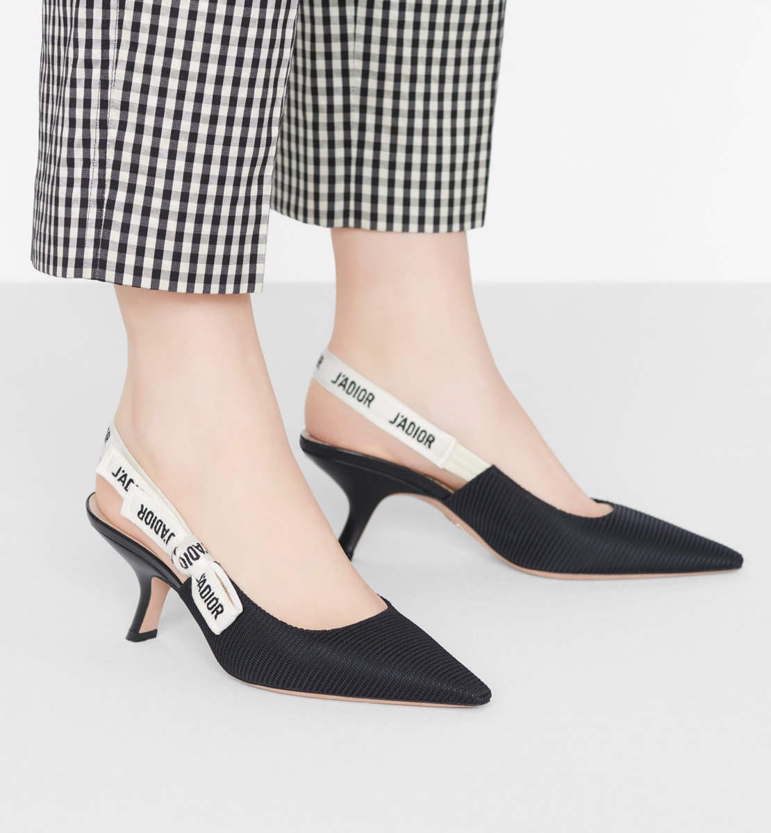 Escarpin slingback J'Adior Tissu technique noir