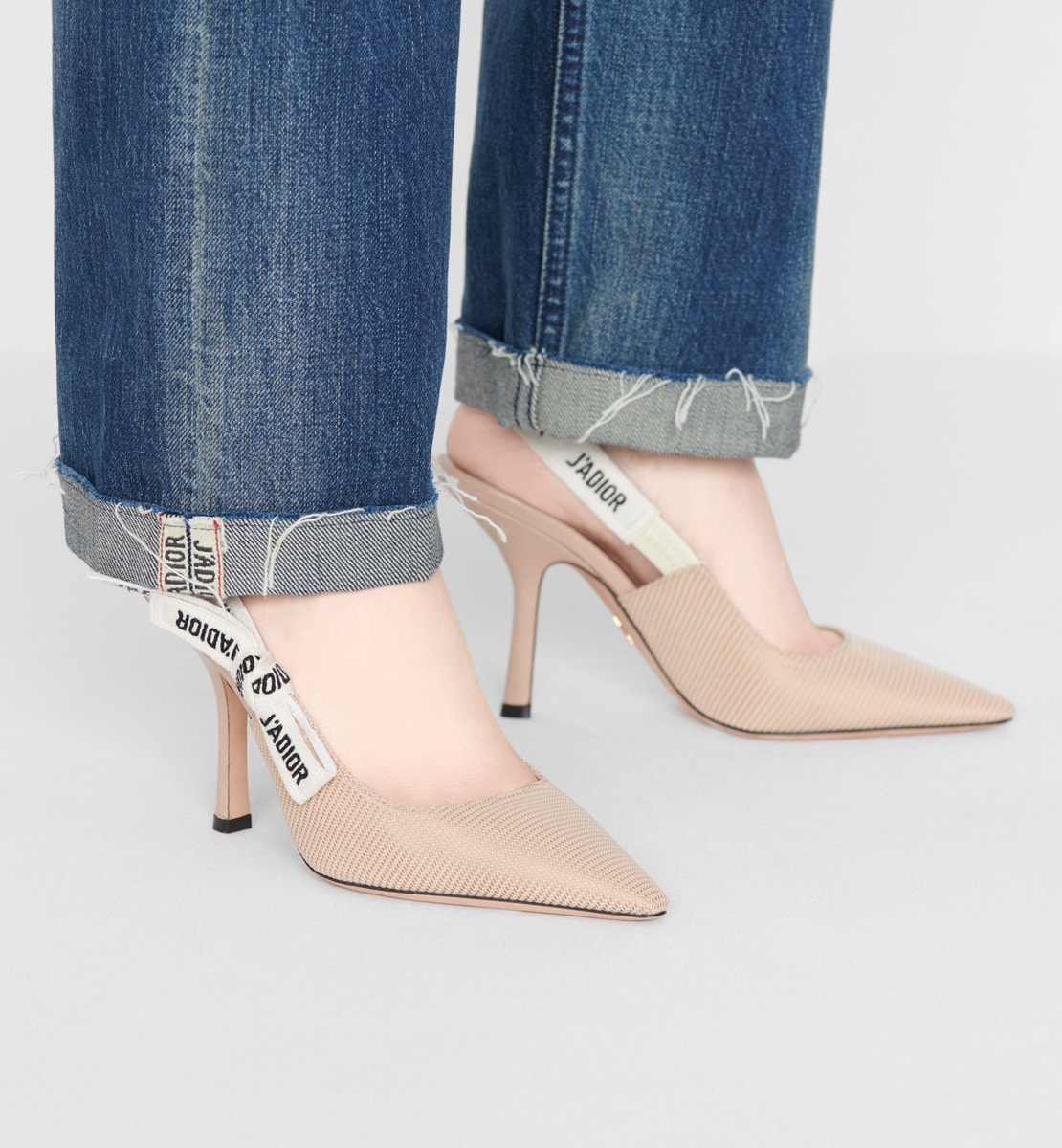 Escarpin slingback J'Adior Tissu technique nude