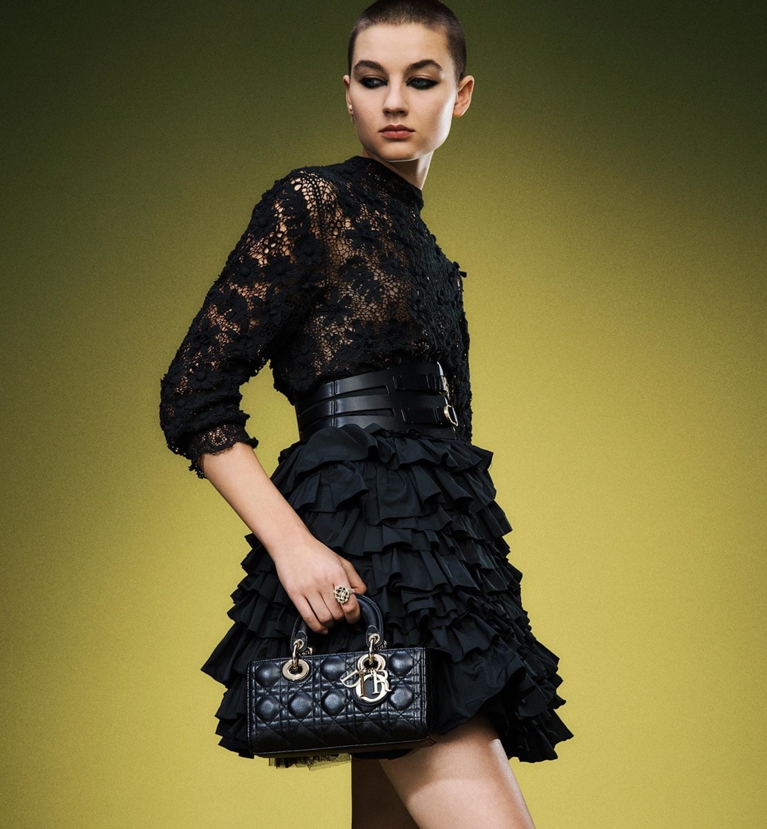 Sac Lady D-Joy Small Cuir d'agneau Cannage noir