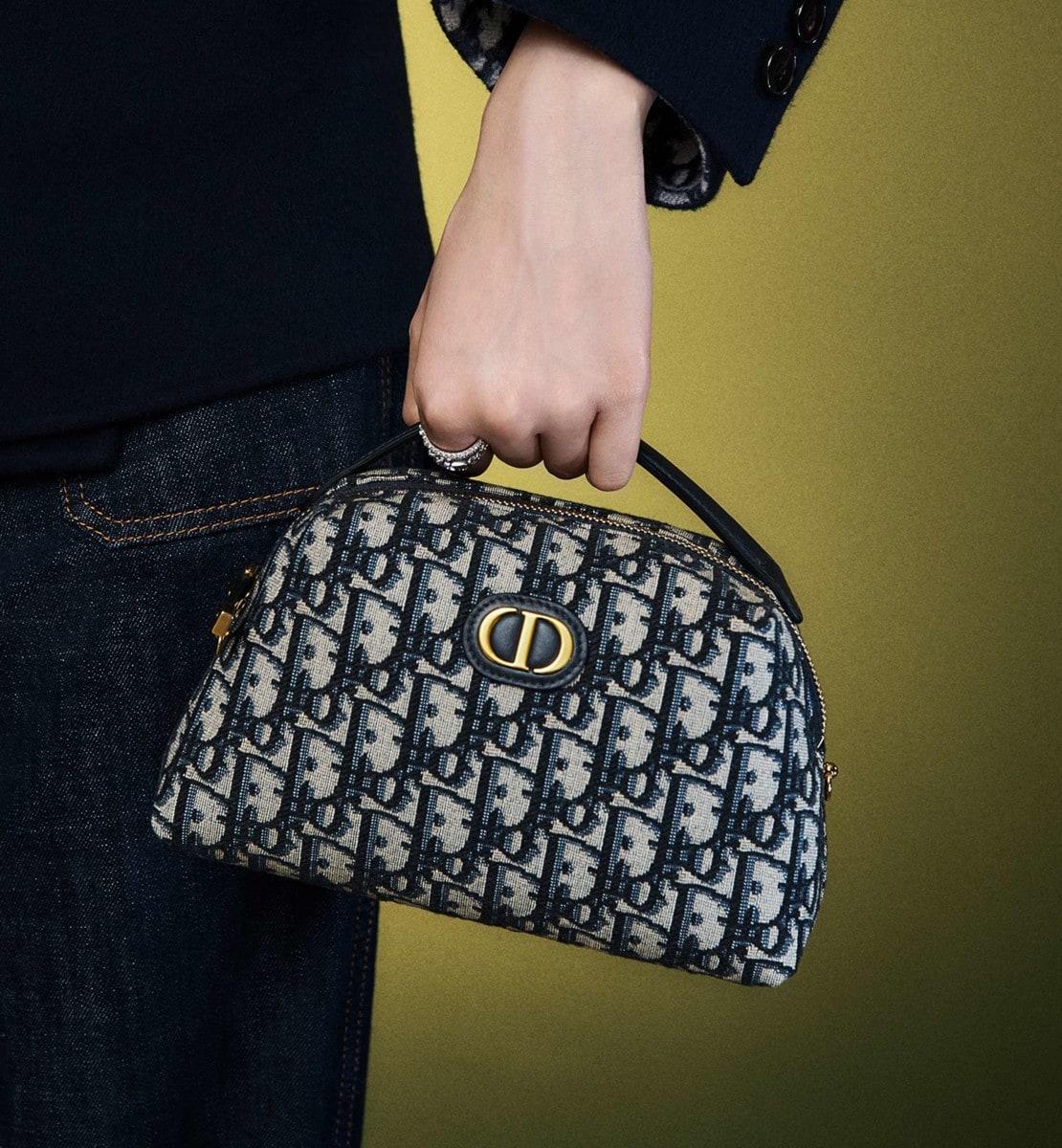Mini sac D-Arch Medium 30 Montaigne Toile jacquard Dior Oblique bleu