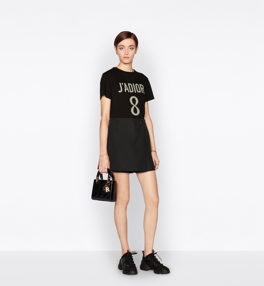 T-shirt "J'ADIOR 8" Jersey de coton et lin noirs