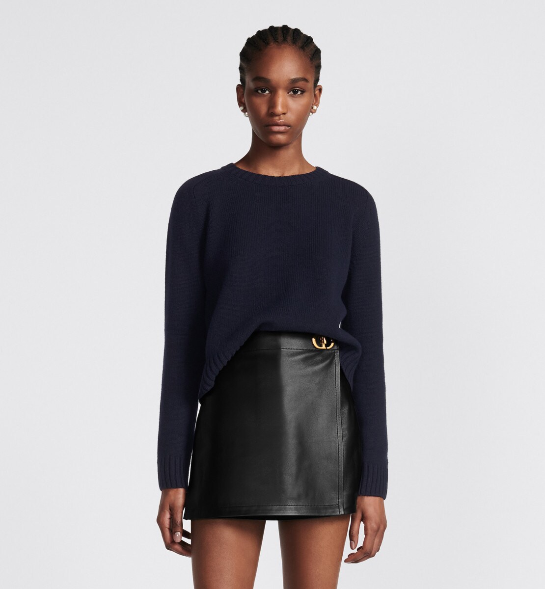 Short portefeuille à boucle "CD" Cuir d'agneau noir