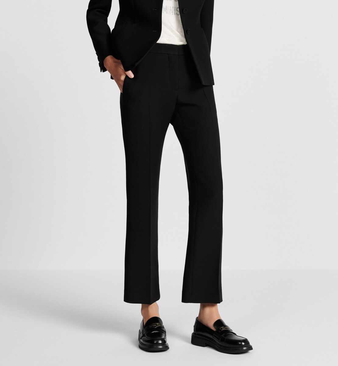 Pantalon droit Laine et soie noires