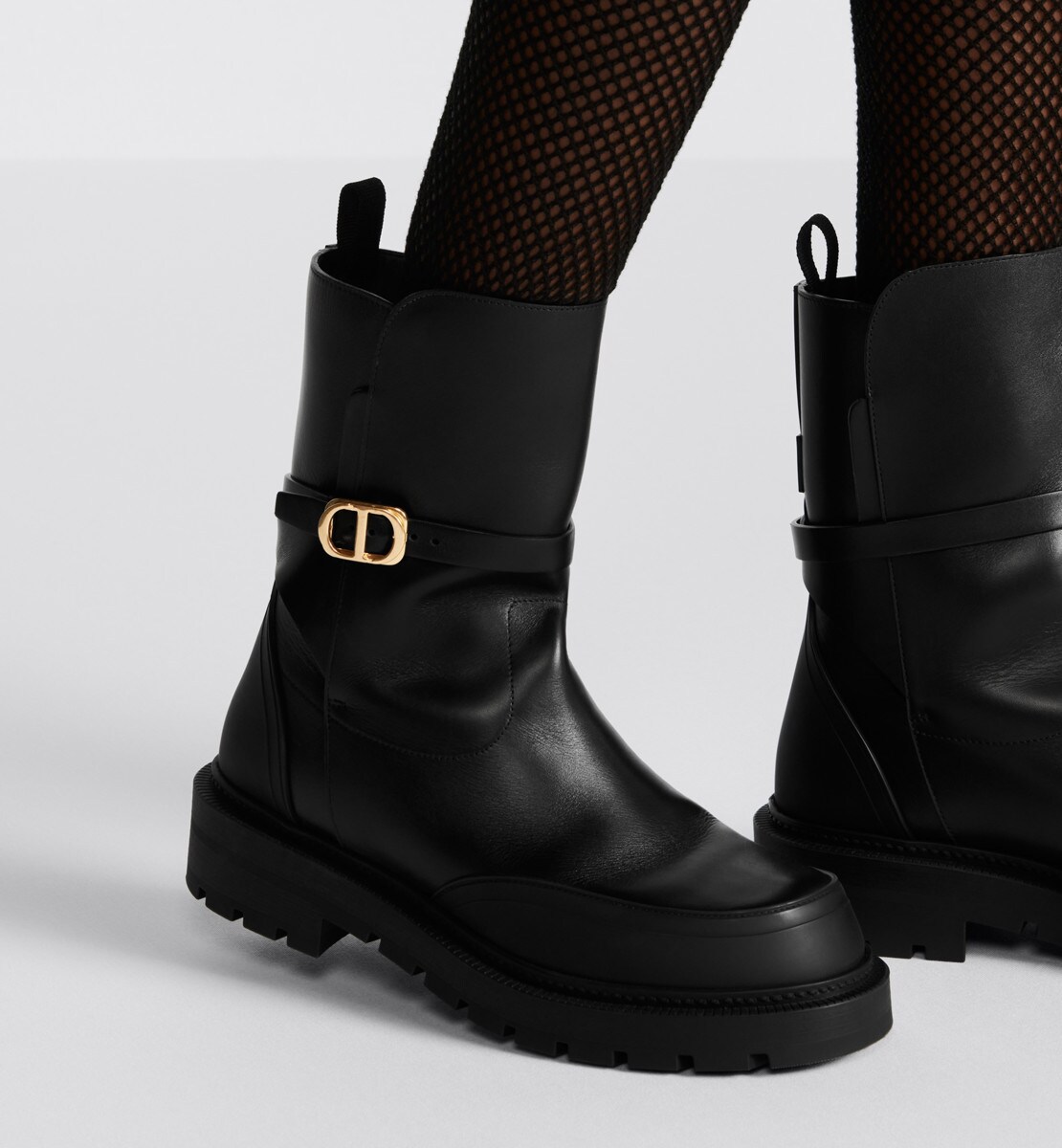 Bottine Dior Empreinte Cuir de veau et gomme noirs
