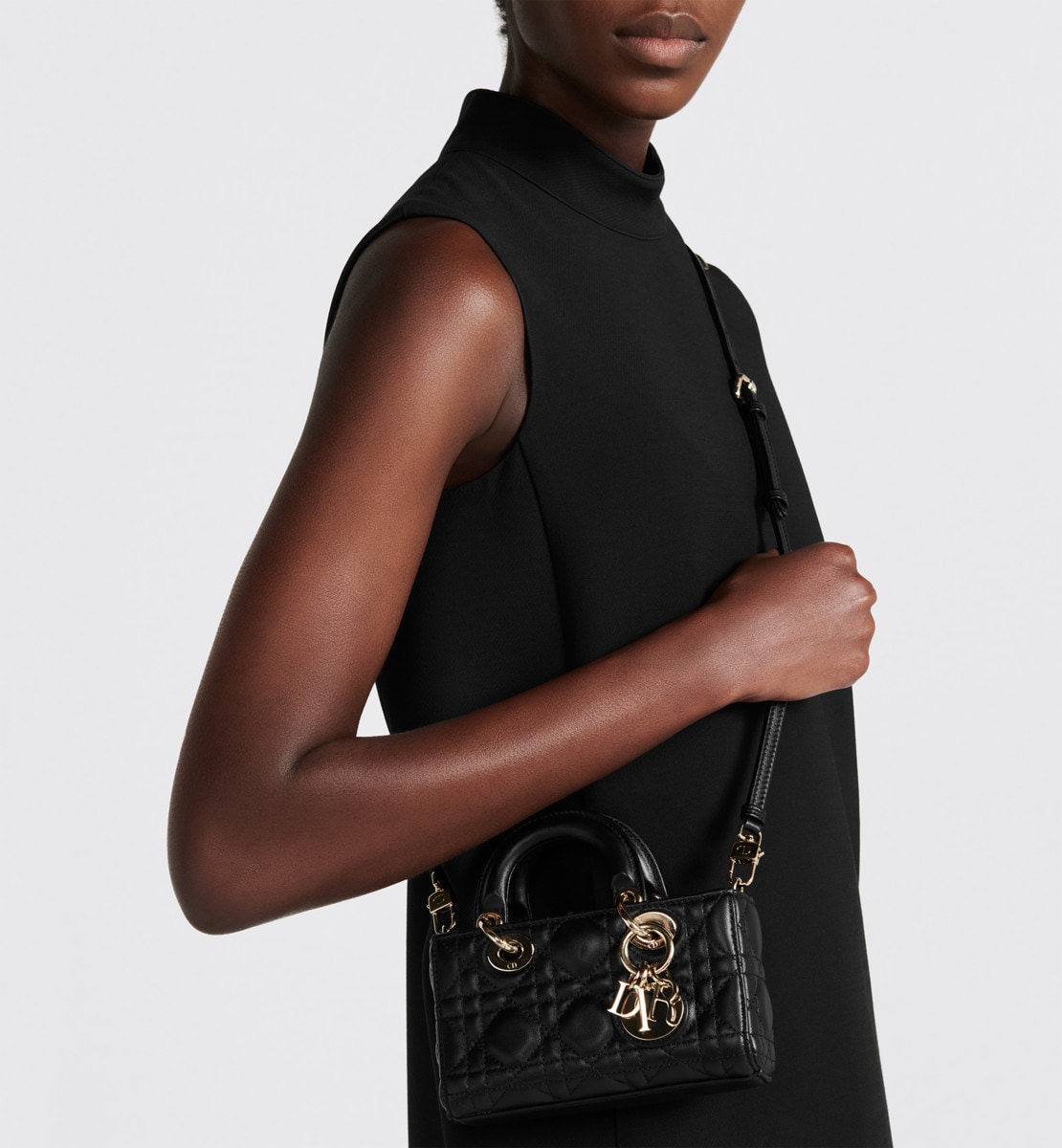 Micro sac Lady D-Joy Cuir d'agneau Cannage noir