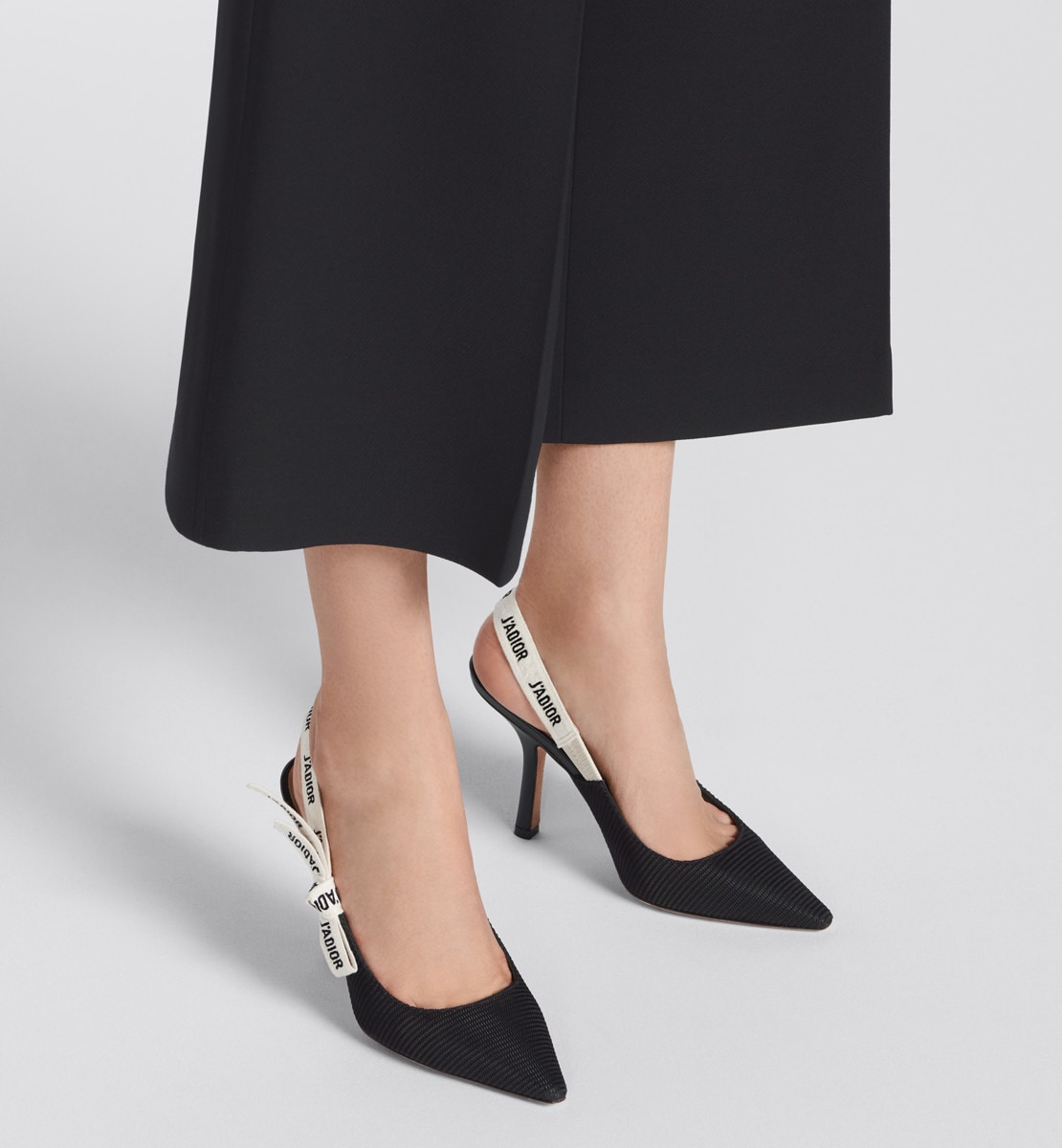 Escarpin slingback J'Adior Tissu technique noir