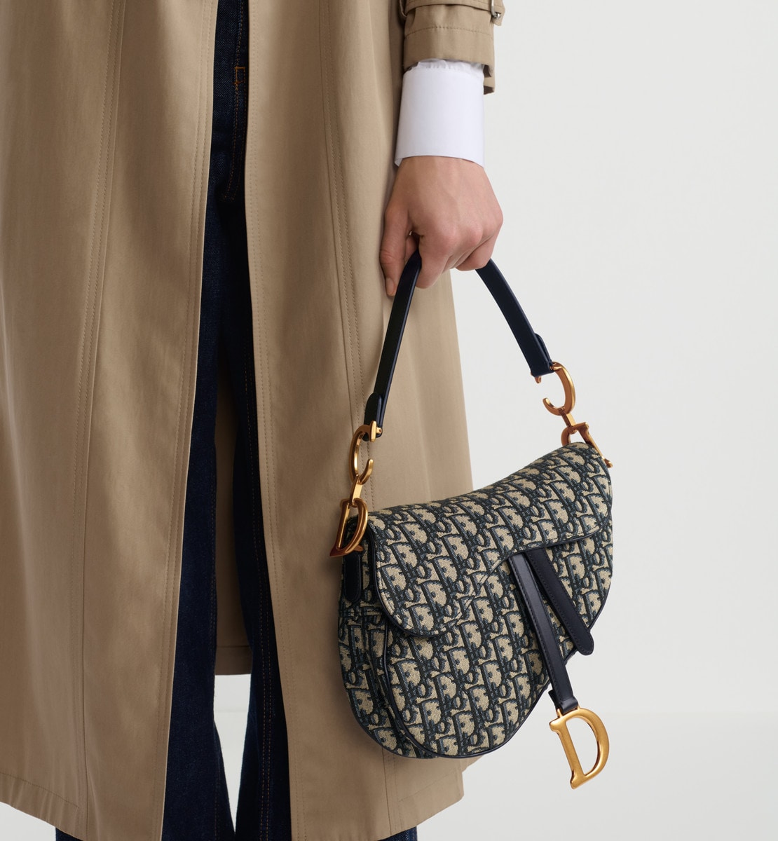 Sac Saddle à bandoulière Toile jacquard Dior Oblique bleu