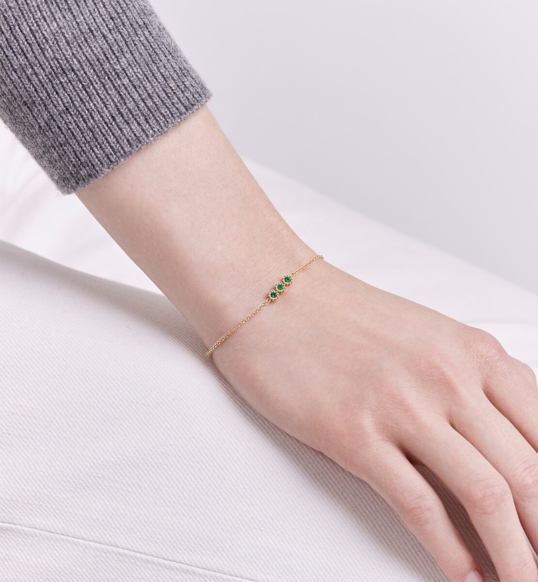 Bracelet Mimirose Or jaune et émeraudes