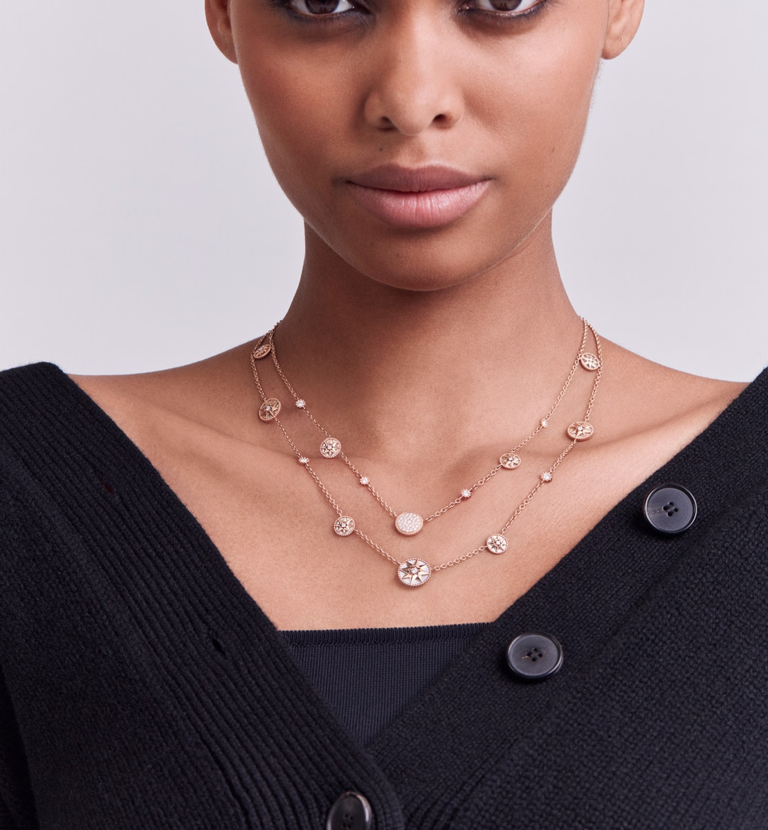 Collier Rose des Vents Or rose, diamants et nacre