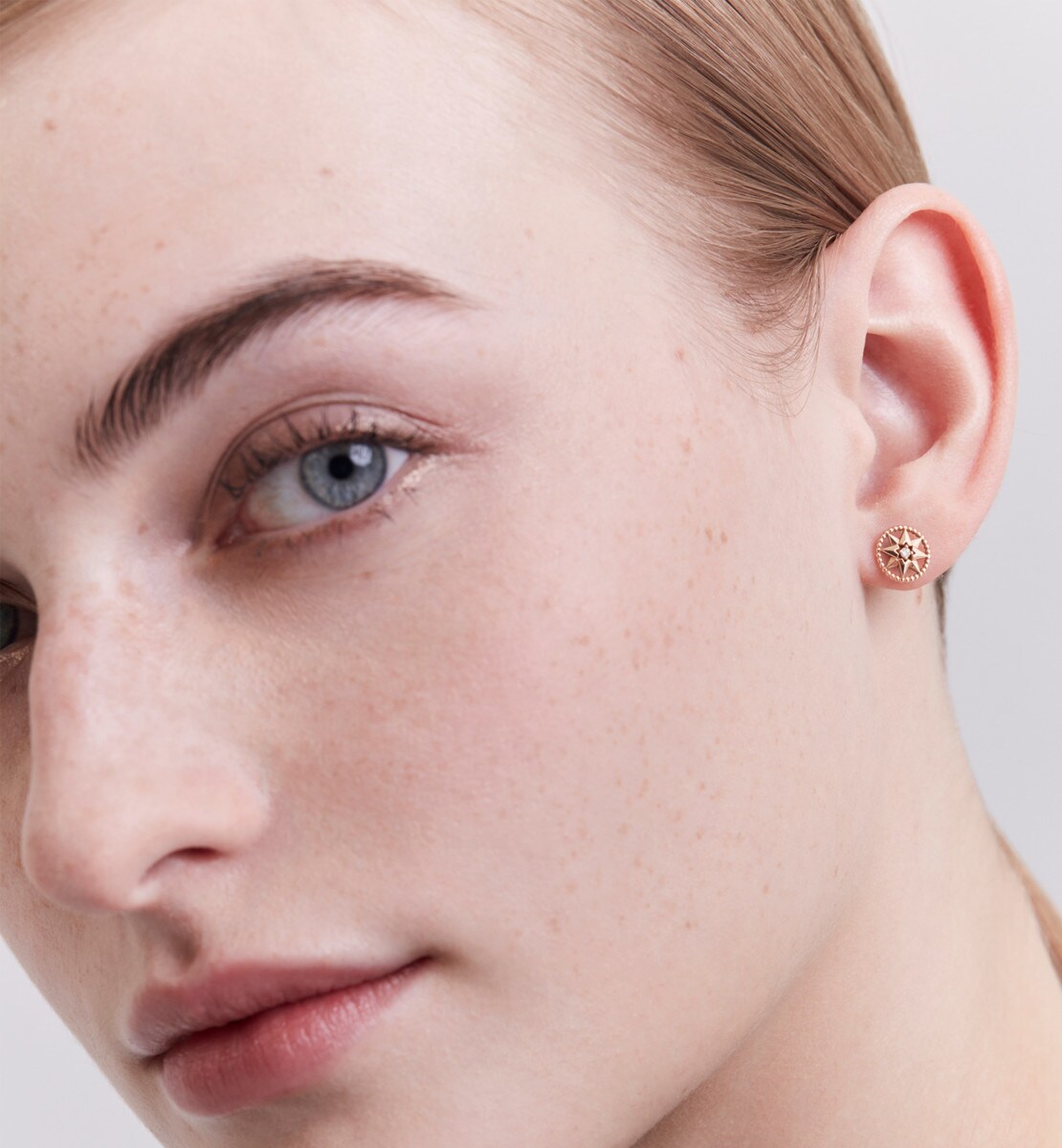 Boucle d'oreille Rose des vents XS Or rose et diamant