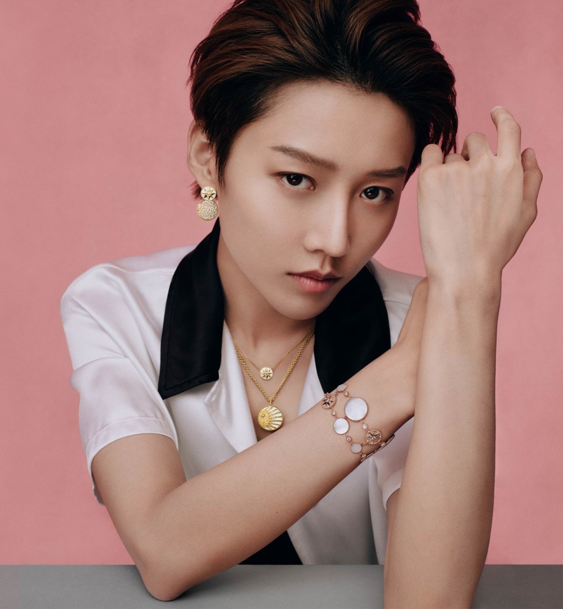 Collier Rose des vents Or jaune, diamant et nacre