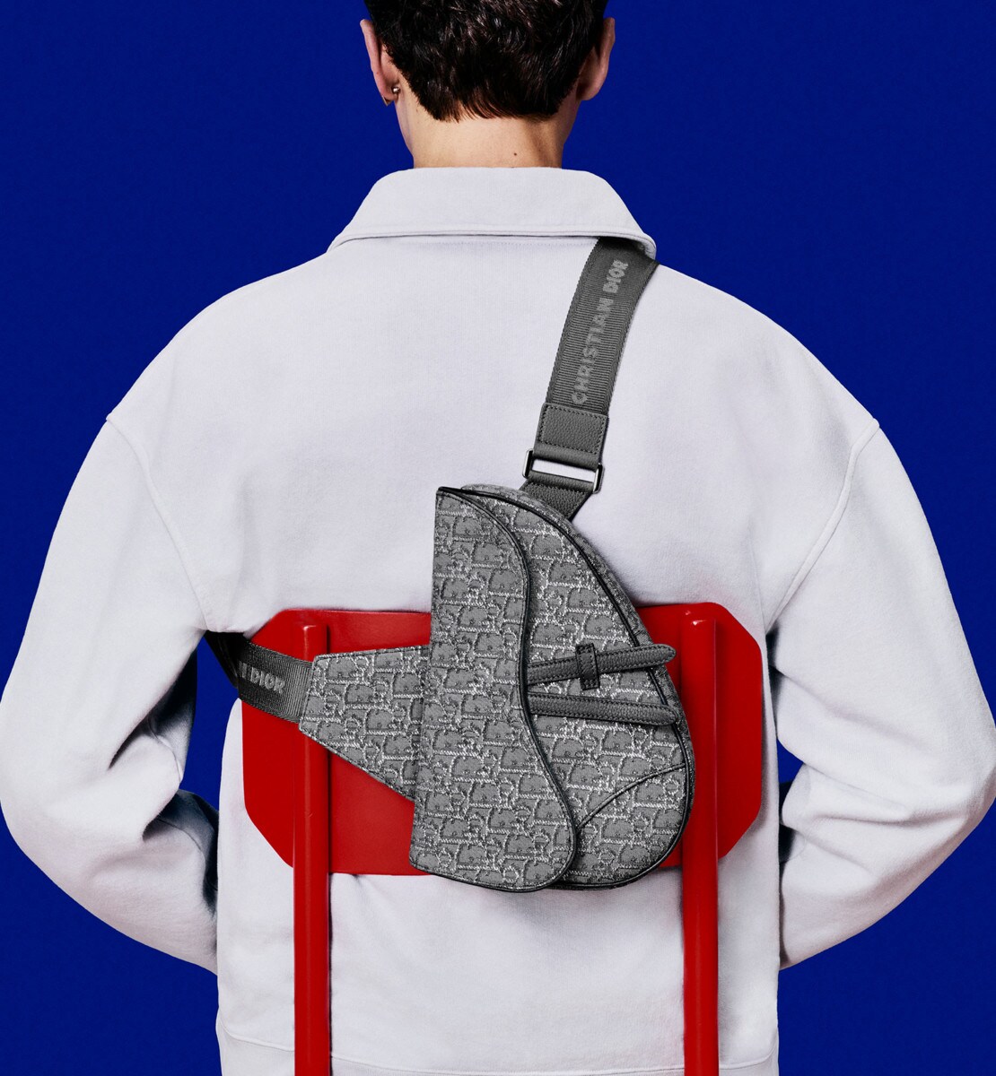 Sac Saddle Toile jacquard Dior Oblique couleur ruthénium