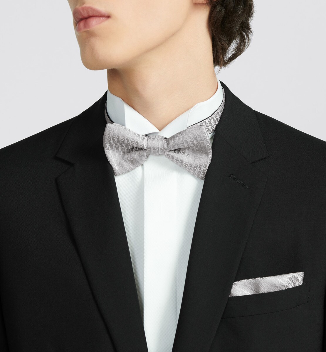 Nœud papillon Dior Oblique Soie gris clair