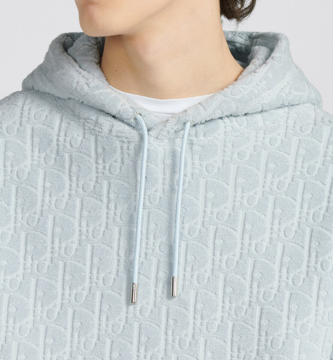 Sweatshirt à capuche Dior Oblique, coupe relax Jacquard de coton éponge bleu