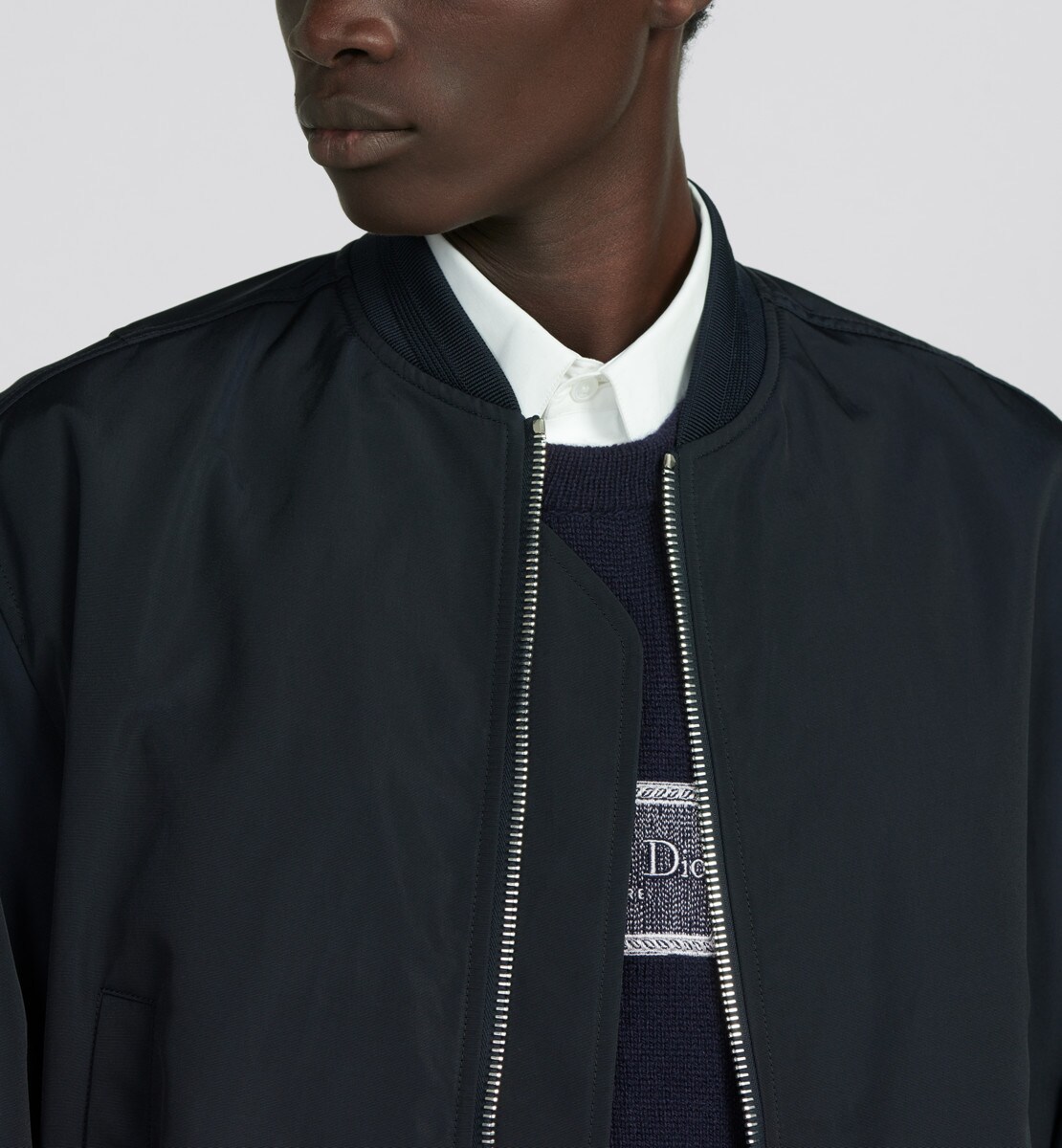 Bomber Christian Dior Couture Ottoman de coton mélangé bleu marine