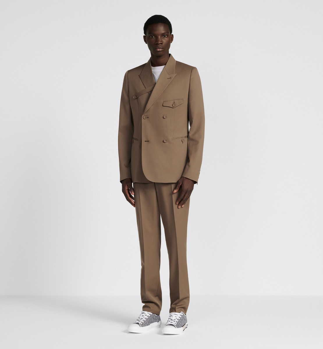 Pantalon classique Sergé de laine marron