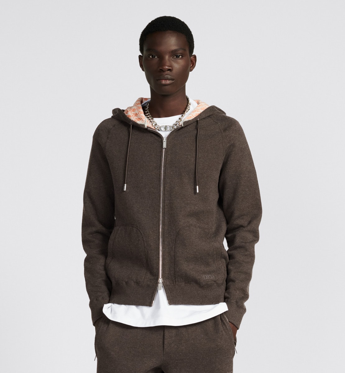 Sweatshirt à capuche Maille de coton et cachemire mélangés marron