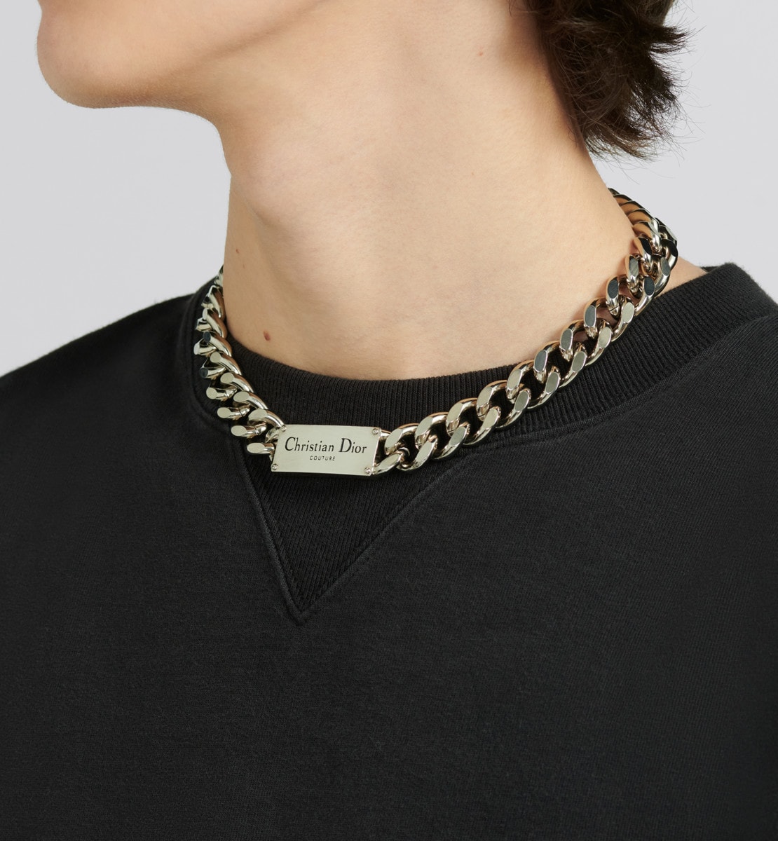 Collier à maillons Christian Dior Couture Laiton argenté
