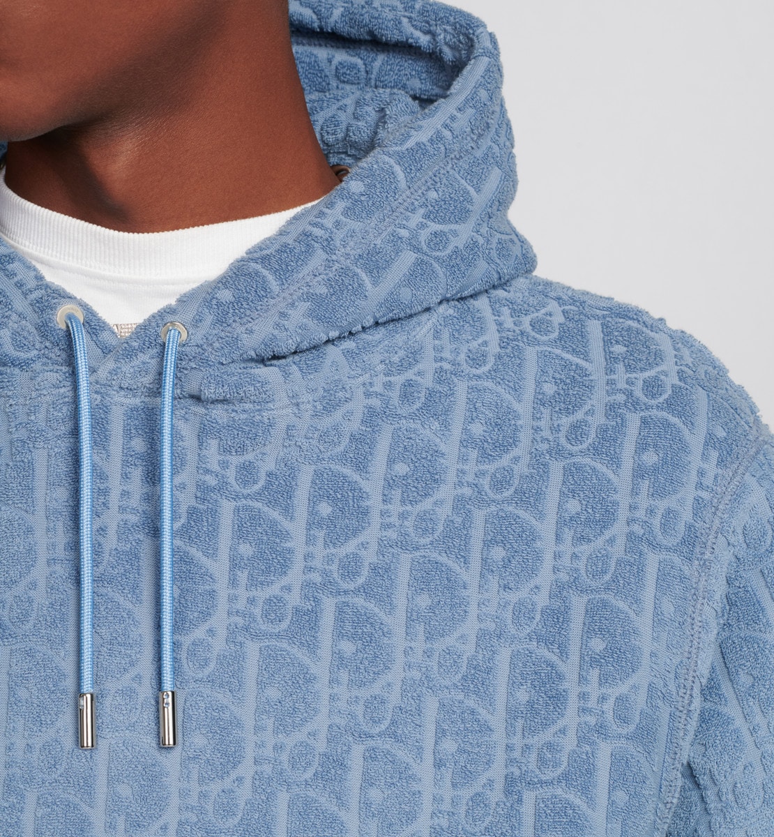 Sweatshirt à capuche Dior Oblique, coupe relax Jacquard de coton éponge bleu