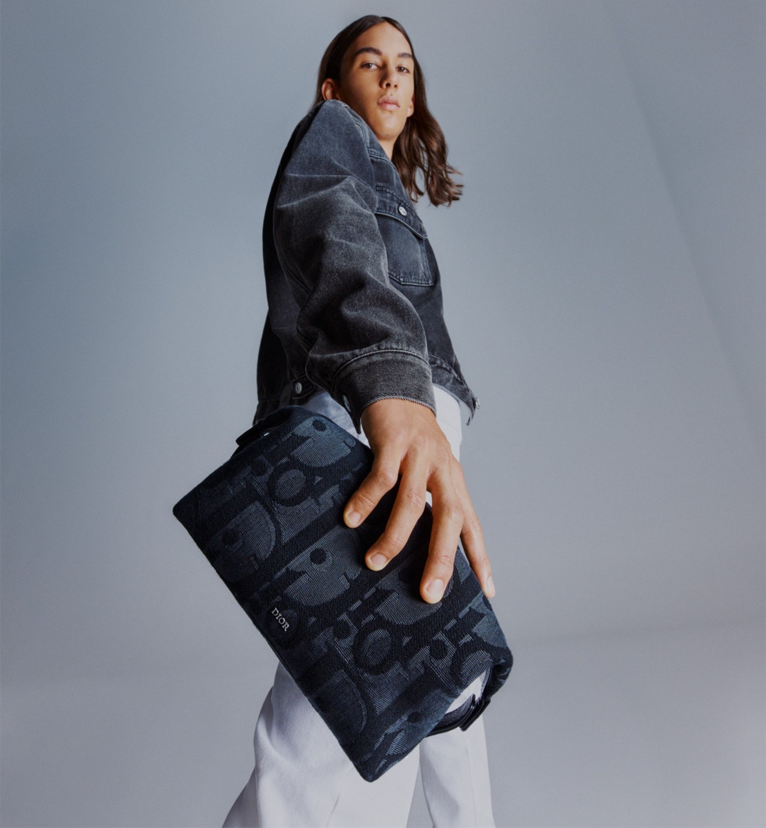 Trousse de toilette Toile jacquard Maxi Dior Oblique noir