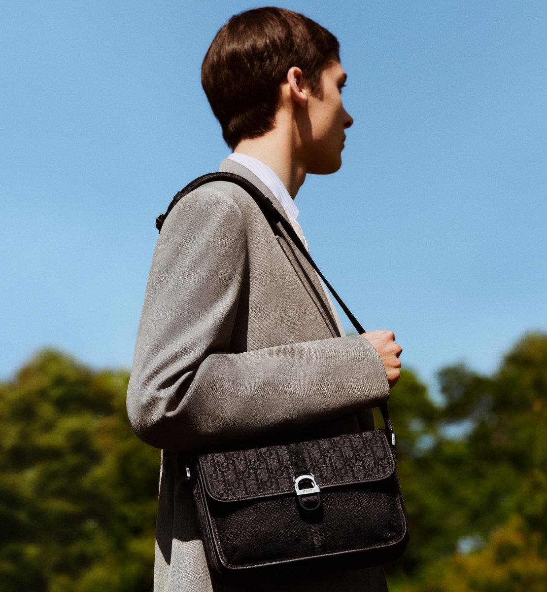 Sac bandoulière Dior 8 Toile jacquard Dior Oblique noir