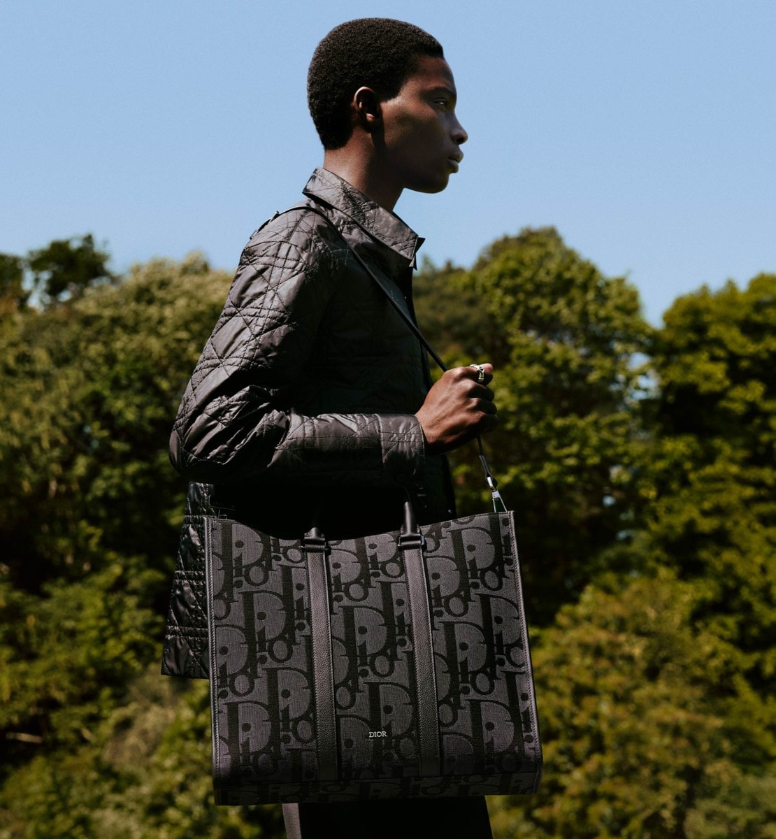 Sac cabas East-West Toile jacquard Maxi Dior Oblique noir