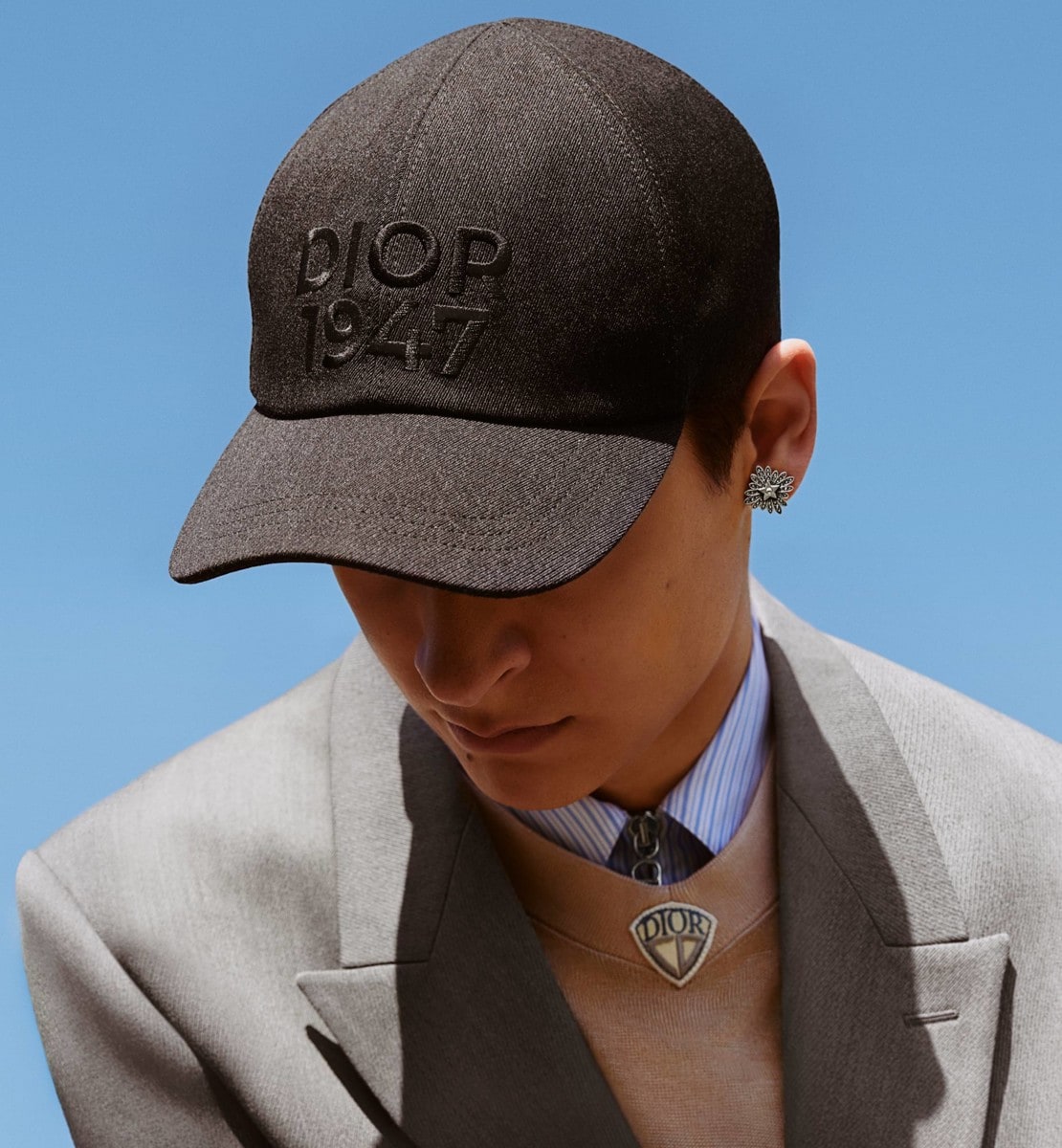 Casquette Dior 1947 Toile de laine gris anthracite
