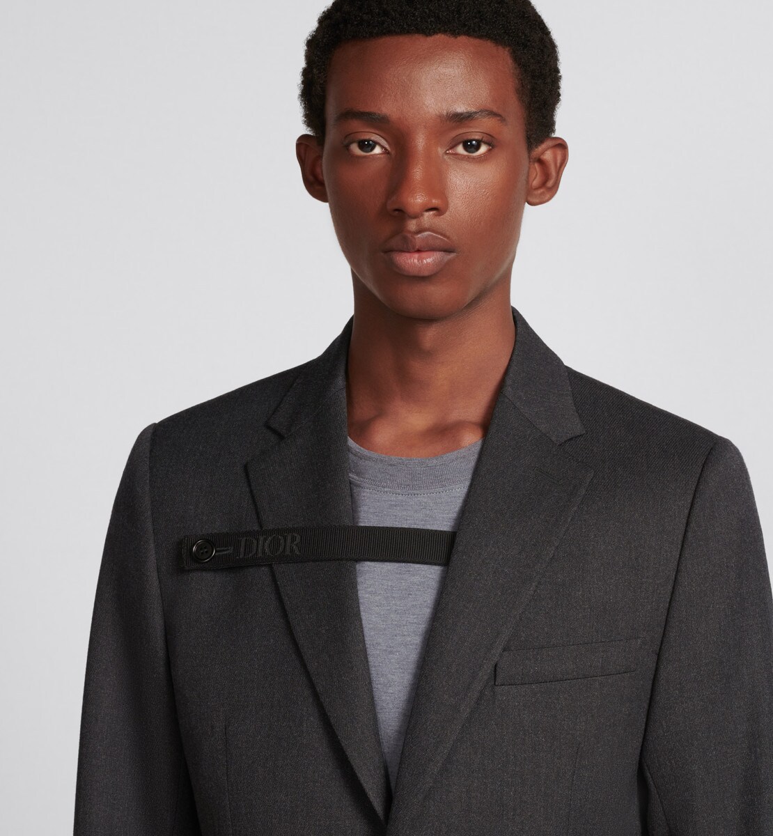 Veste à patte de boutonnage Sergé de cavalerie de laine grise