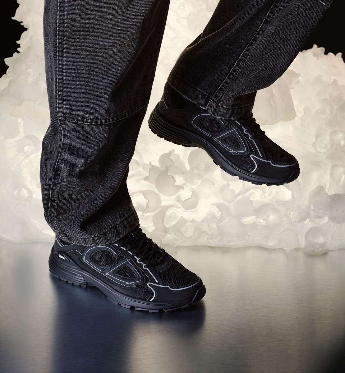 Sneaker B30 Maille et tissu technique noirs