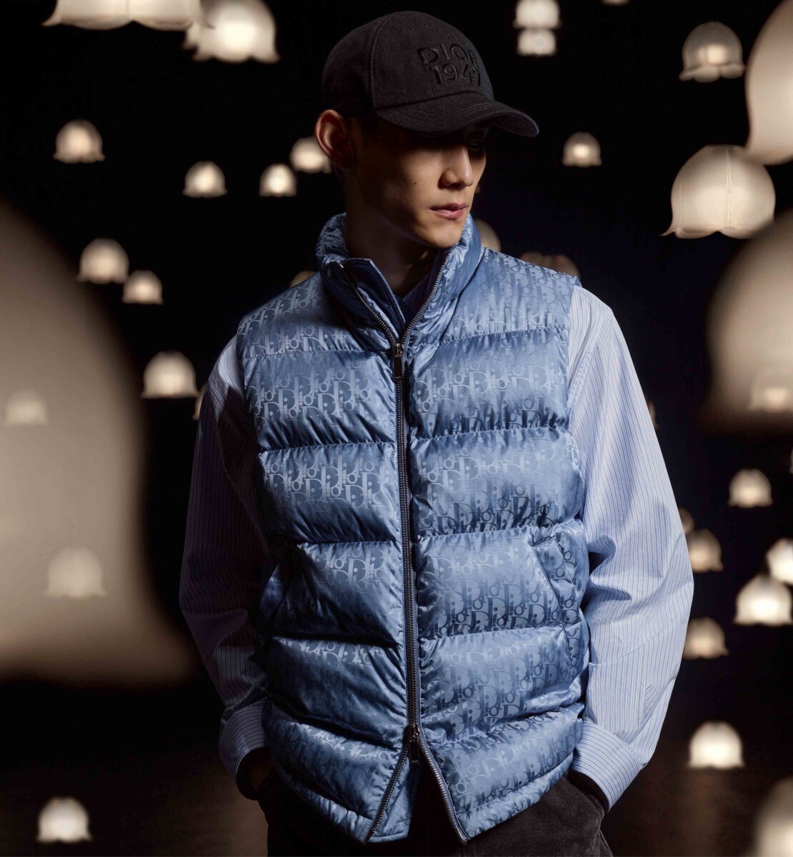 Doudoune sans manches Dior Oblique Jacquard technique bleu