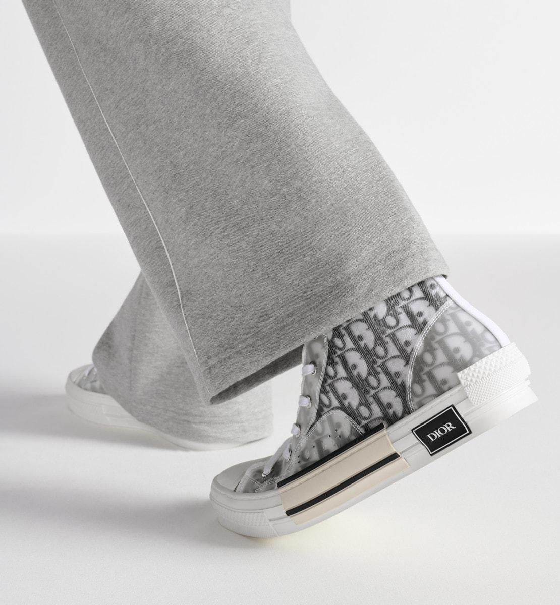 Sneaker B23 haute Toile Dior Oblique blanc et noir