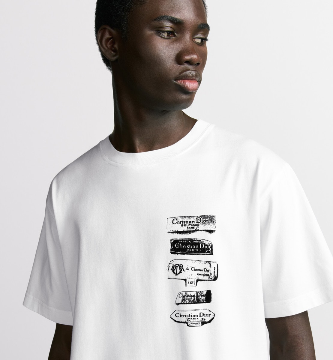 T-shirt Dior Archives Labels, coupe relax Jersey de coton blanc