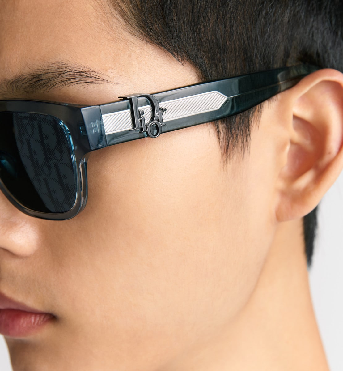 DiorOblique S1F Lunettes de soleil carrées bleu transparent