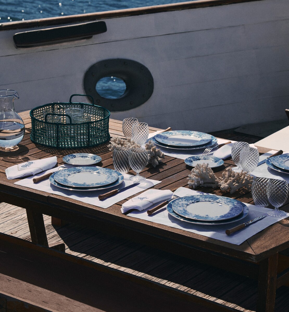 Assiette à dîner La Vague, bleu