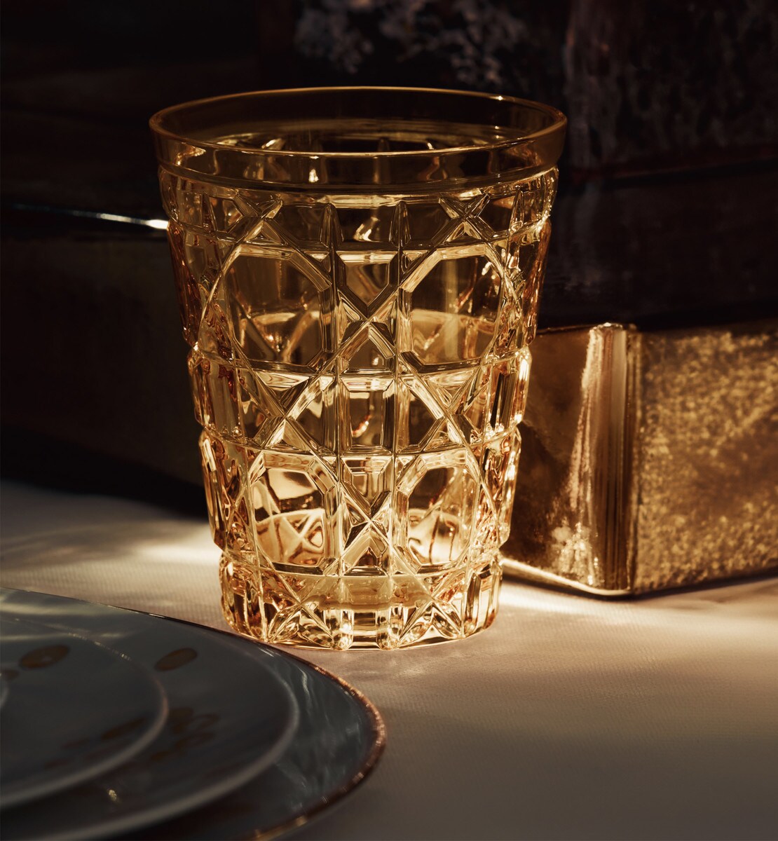 Verre à eau Cannage, couleur ambre