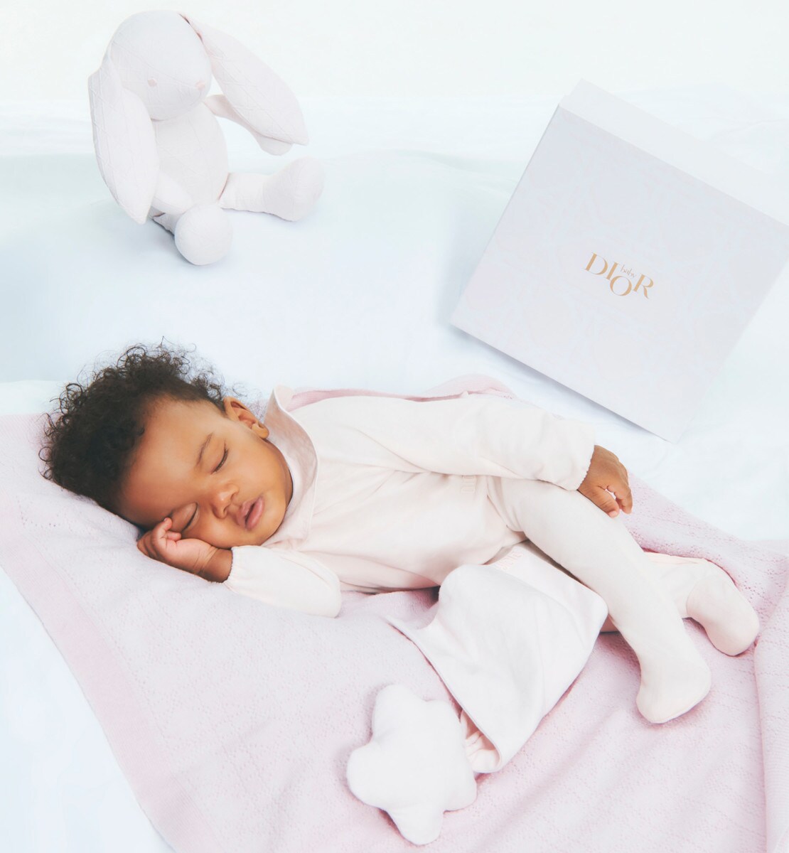Couverture bébé Maille de laine et cachemire Cannage rose pâle
