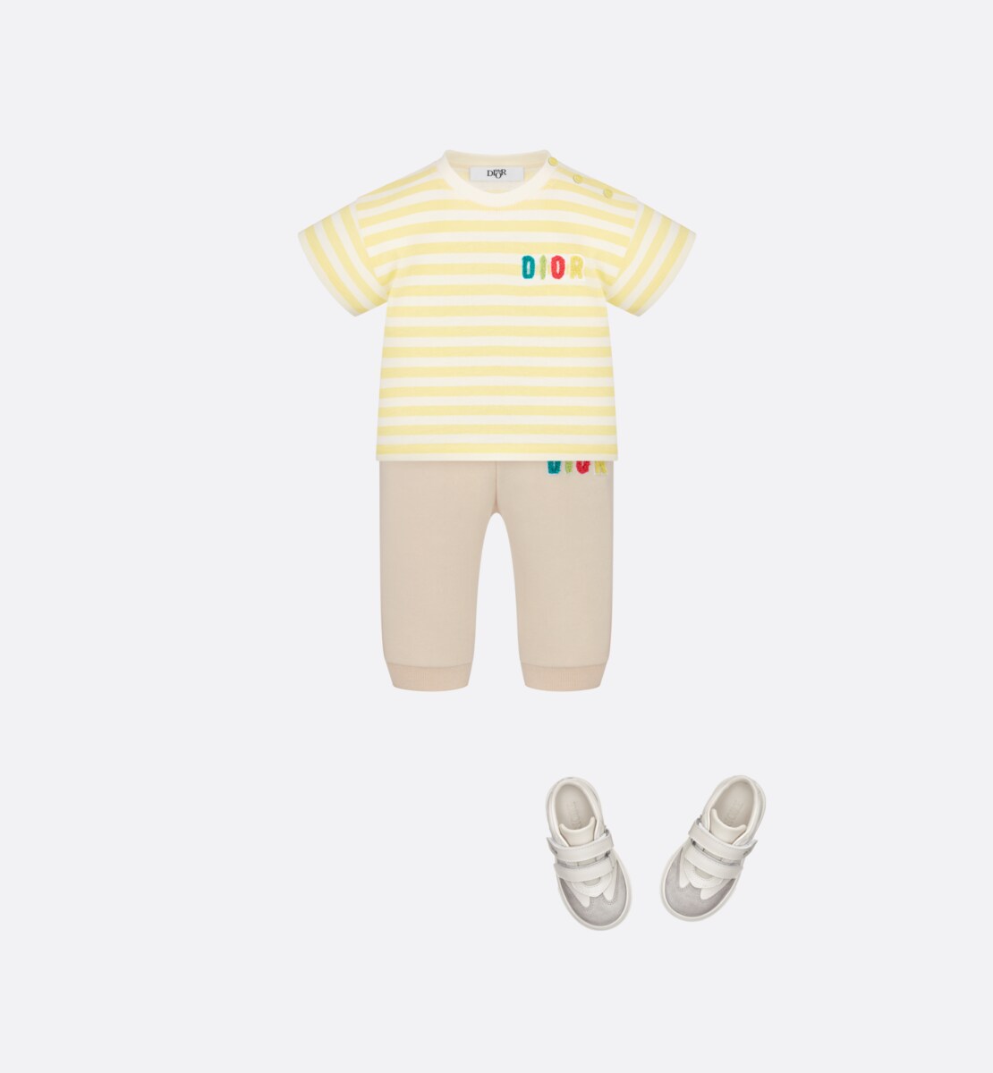 T-shirt bébé Jersey de coton ivoire à rayures beige clair